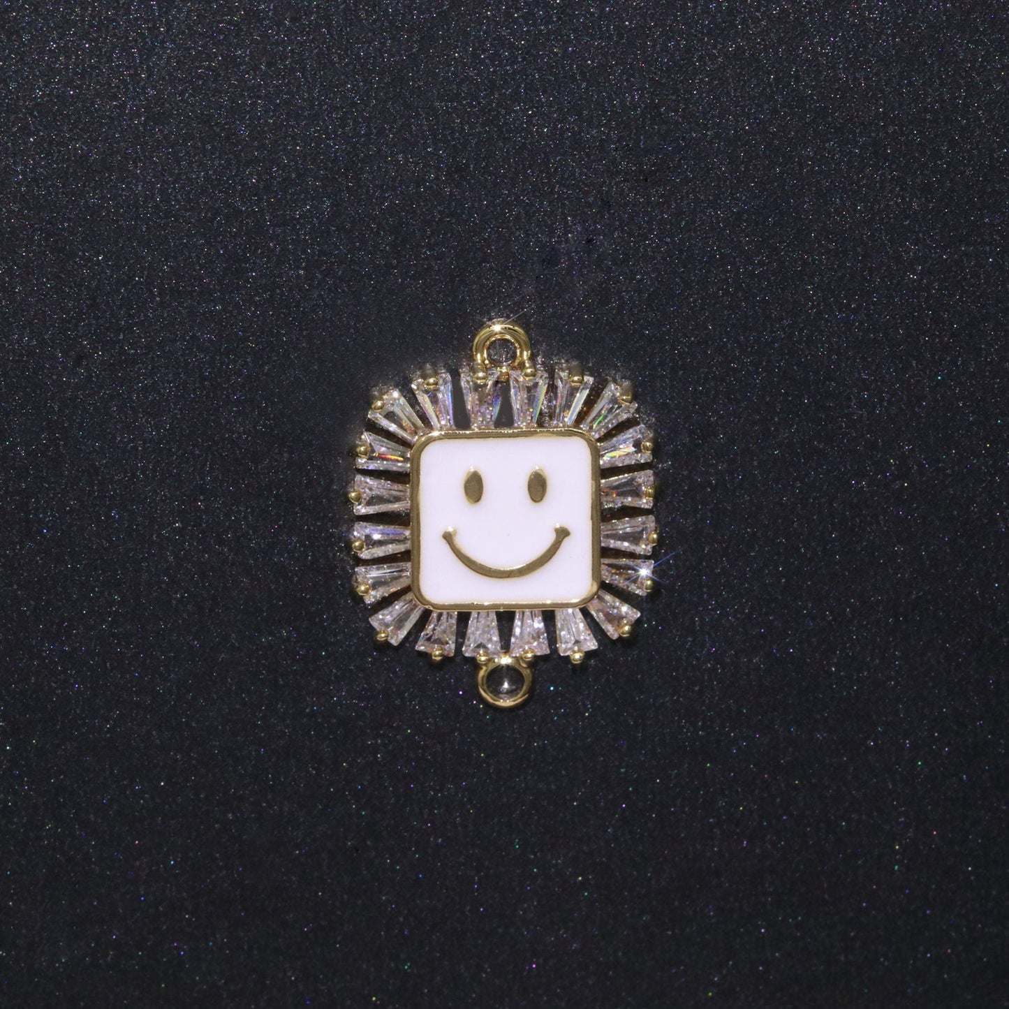 Square Smile Face Charm Cubic Happy Face Pendant for Necklace Earring Component Enamel Y2K Jewelry Trend White Teal Pink Blue F-844