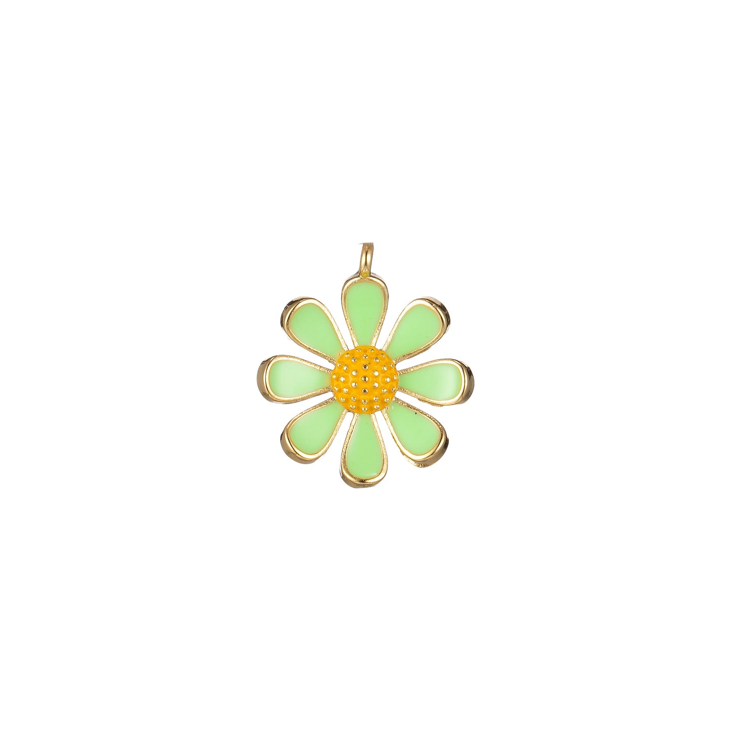 Chunky Gold Daisy Flower Shape Pendant Daisy Flower Charm Big Statement Colorful Enamel Pendant White Black Pink Green Purple Teal Yellow