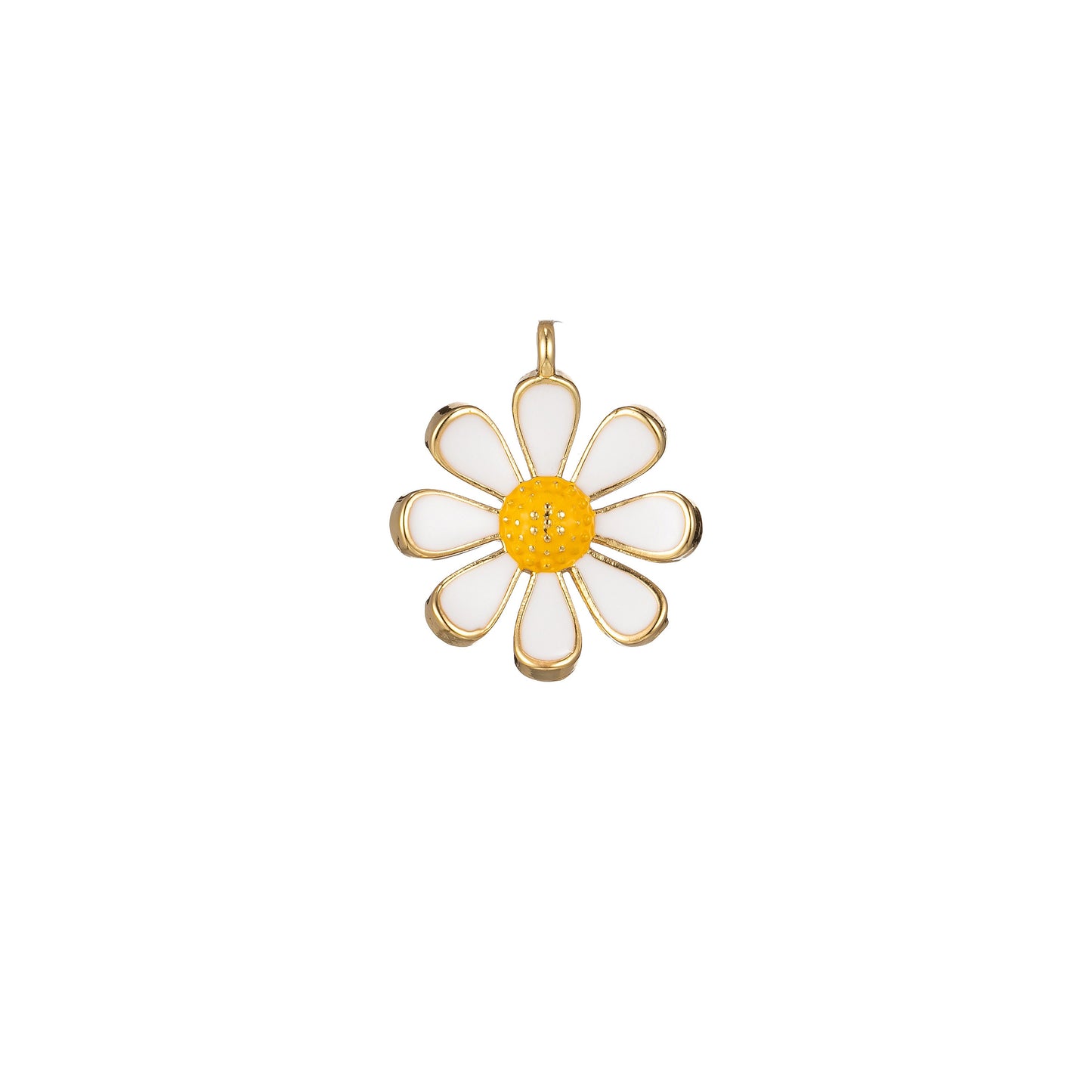 Chunky Gold Daisy Flower Shape Pendant Daisy Flower Charm Big Statement Colorful Enamel Pendant White Black Pink Green Purple Teal Yellow