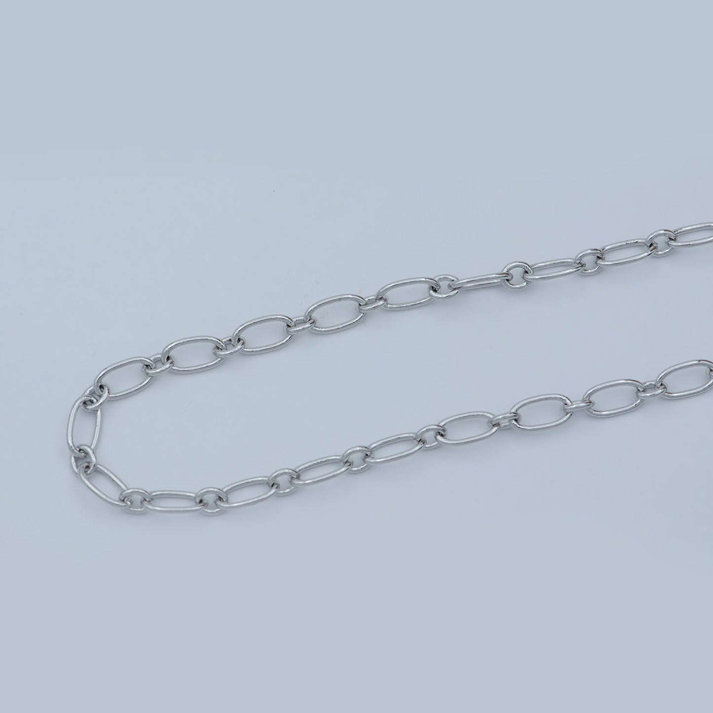 18K Gold Rolo Cable Paperclip Chain by Yard, Silver Rolo Elongate Chain, Wholesale bulk Roll Chain for Jewelry Making, xp-008, xp-011