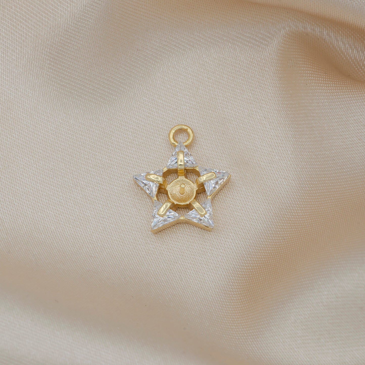 Mini Gold Star Charm Cubic STAR Charm Celestial Pendant Dangle Charms for Bracelet Necklace Earring Supply Component -523