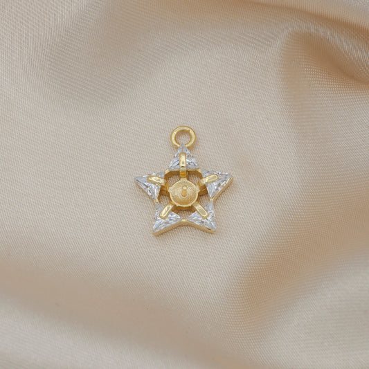 Mini Gold Star Charm Cubic STAR Charm Celestial Pendant Dangle Charms for Bracelet Necklace Earring Supply Component -523