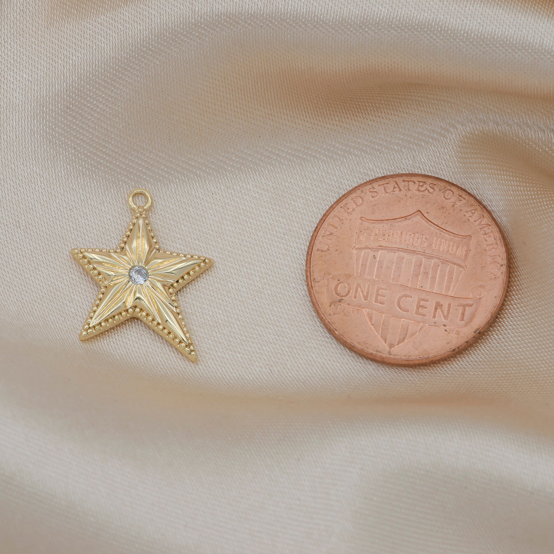 Mini Star Charm Gold Micro Pave Rock Star Charm, Clear Cubic Charms, CZ CelestialFlower Charm Dainty Small Round Charm, 537
