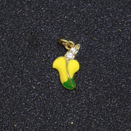 Yellow Banana Charm Enamel Fruit Micro Pave CZ Pendant Dainty Banana Pendant Charm Green Fruit Pendant for Bracelet Earring Necklace Supply