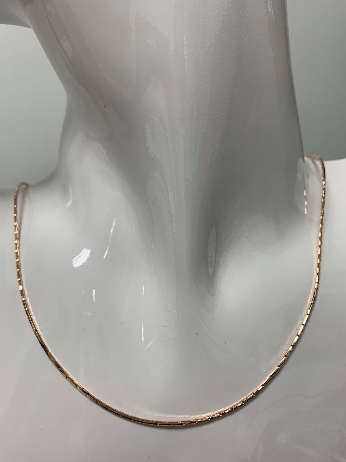 1pc 17.5' Ready to Wear 18K Gold Retangular box Necklace Chain, Layering Box Chain Bold Necklace, For Pendant Charm Necklace Making, 390