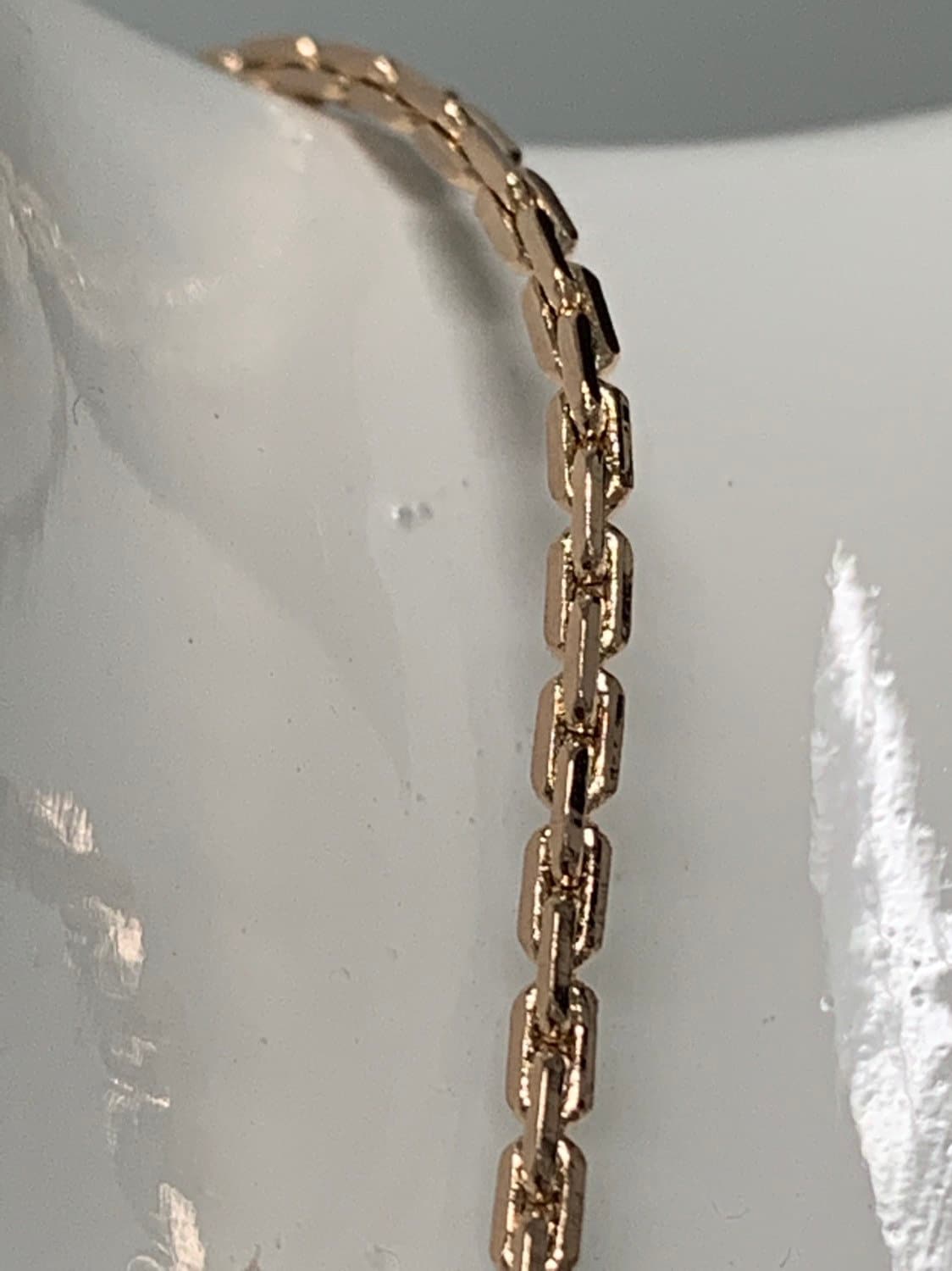 1pc 17.5' Ready to Wear 18K Gold Retangular box Necklace Chain, Layering Box Chain Bold Necklace, For Pendant Charm Necklace Making, 386