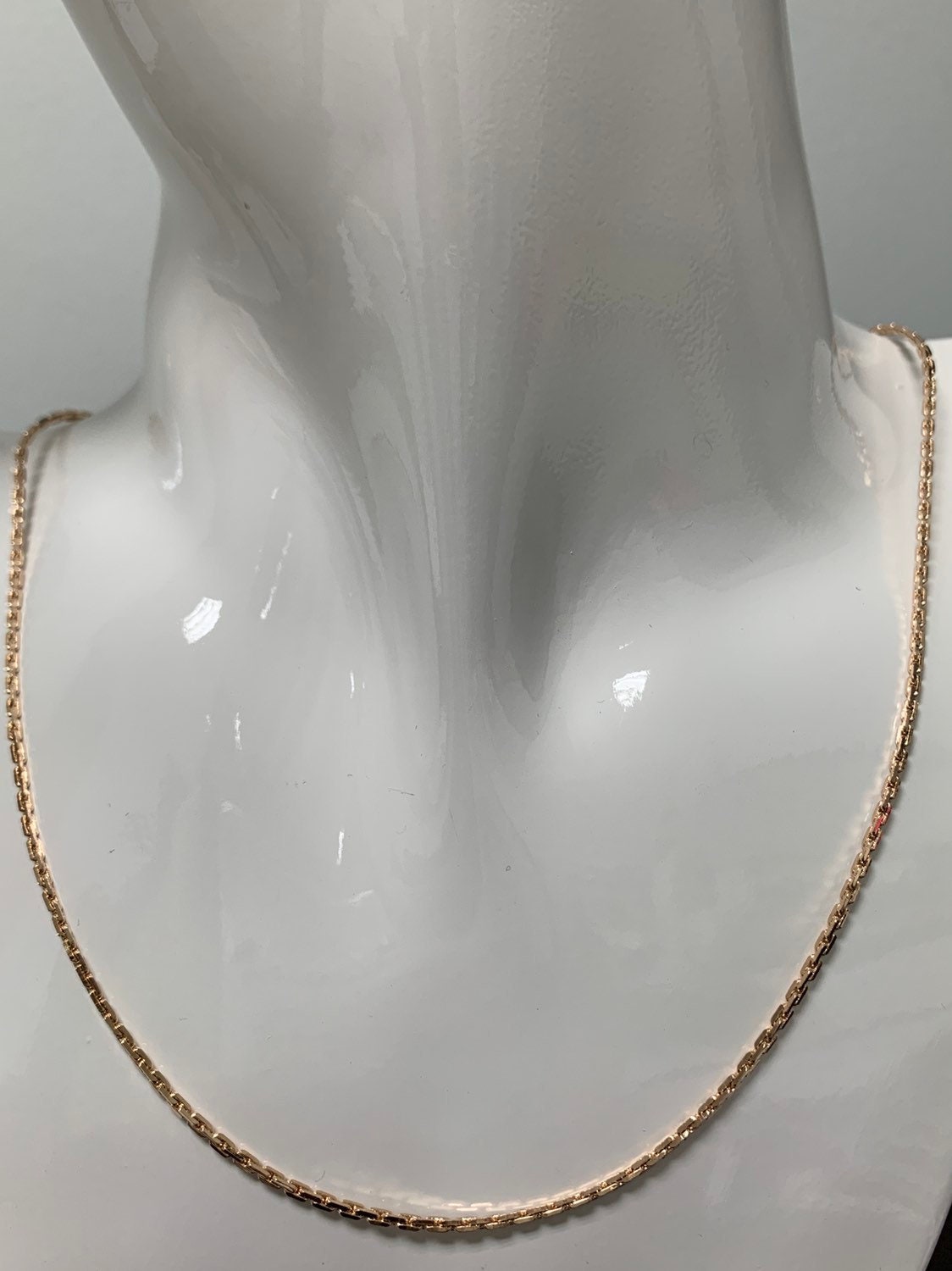 1pc 17.5' Ready to Wear 18K Gold Retangular box Necklace Chain, Layering Box Chain Bold Necklace, For Pendant Charm Necklace Making, 386