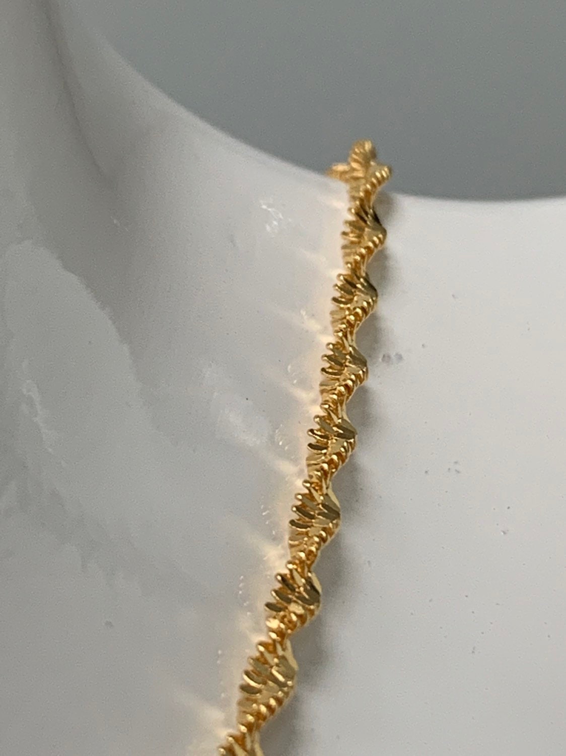 1pc 17.7'' Ready to Use Gold Twisted Necklace Chain, Layering Singapore Chain Dainty Necklace, For Pendant Charm Necklace Making, WA-414