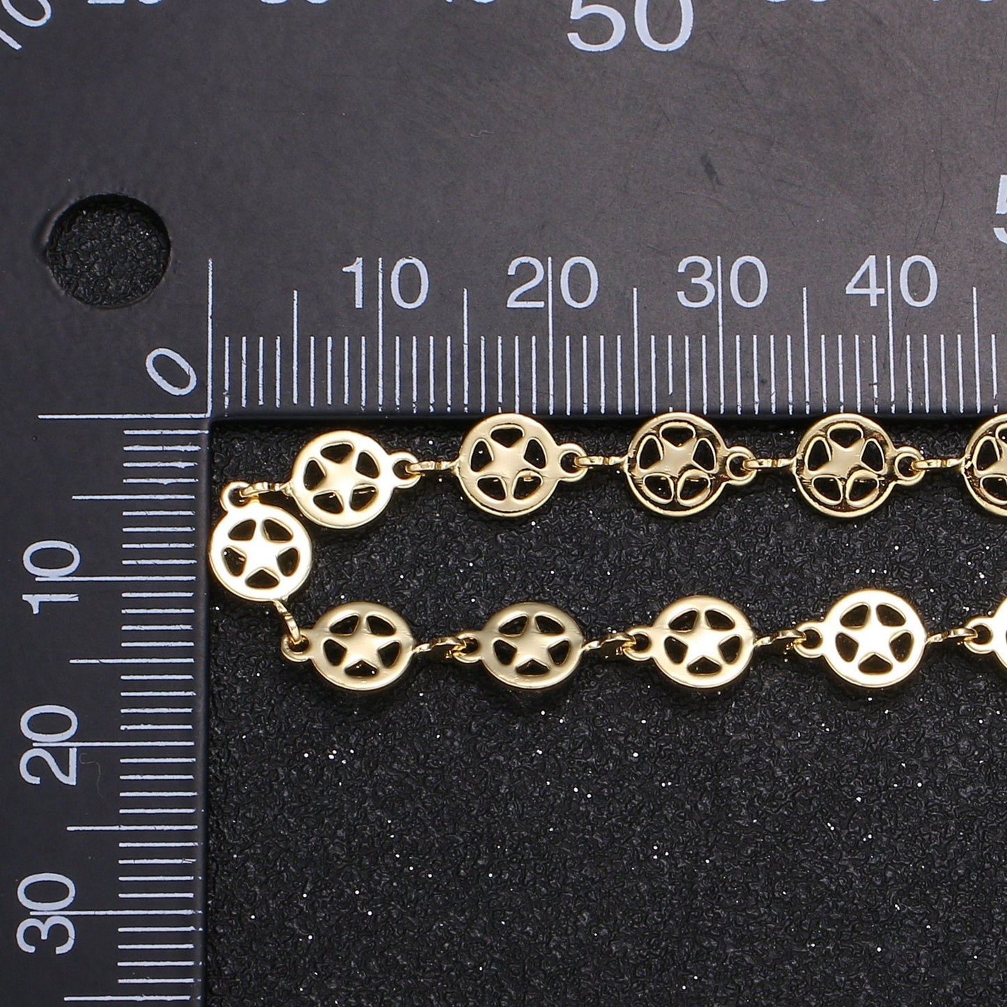 Star of Unity 14K Gold Chain by Yard, Round Disc Charm Chain-, Wholesale bulk Roll Chain for Jewelry Making, Thickness 0.5mm, Roll- 459