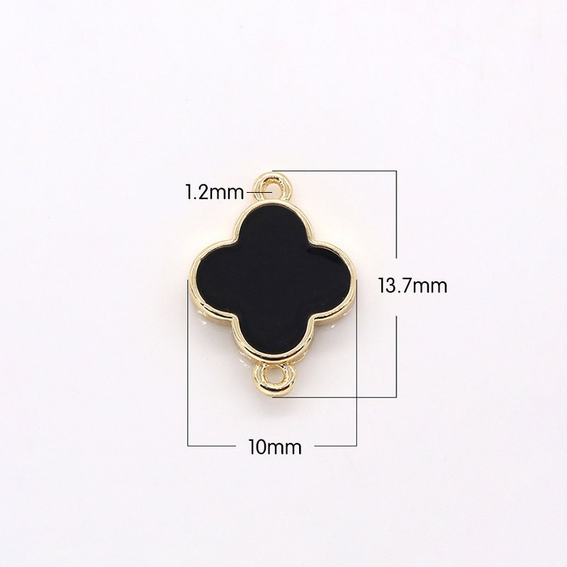 Red White Black Clover Enamel Charms Connector Gold Lucky Charm Flower Link Connector for Bracelet, Necklace Earring Component,-477, -478