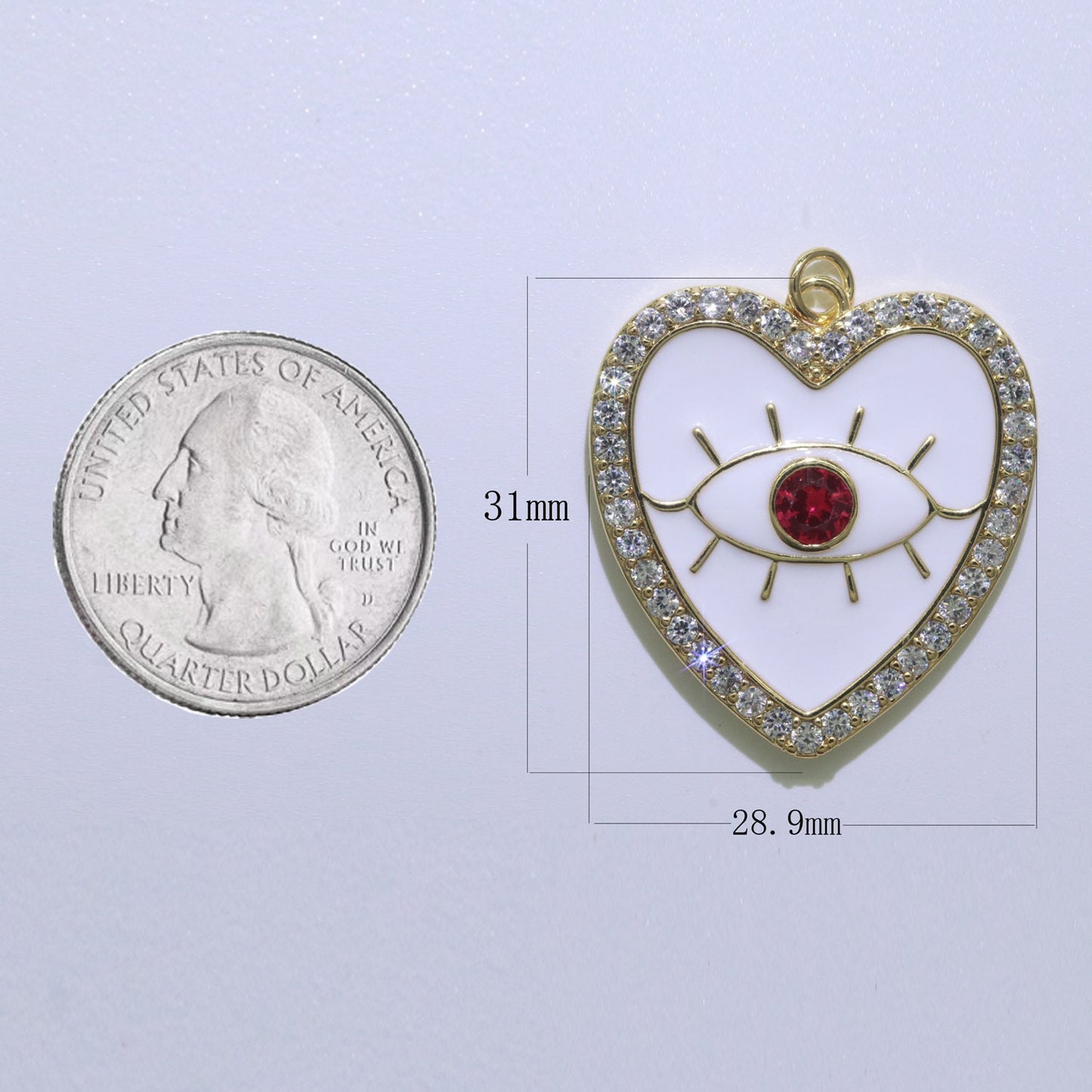 Gold Filled Enamel Pink White Yellow Evil Eye Heart Shape Pendant,Enamel Evil eye Charm,Enamel heart Jewelry Findings