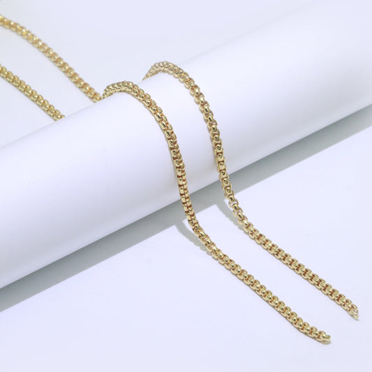 14K Gold Filled Rolo Chain by Yard, 2.3mm Rolo unfinished Chain Wholesale bulk Roll Chain for DIY Necklace Bracelet Making ROLL-540