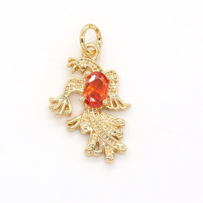 Peacock Solitaire Cubic Pendant -Peafowl Bird Charm- Bird Pendant Jewelry Pendant for Necklace Earring Supply -528