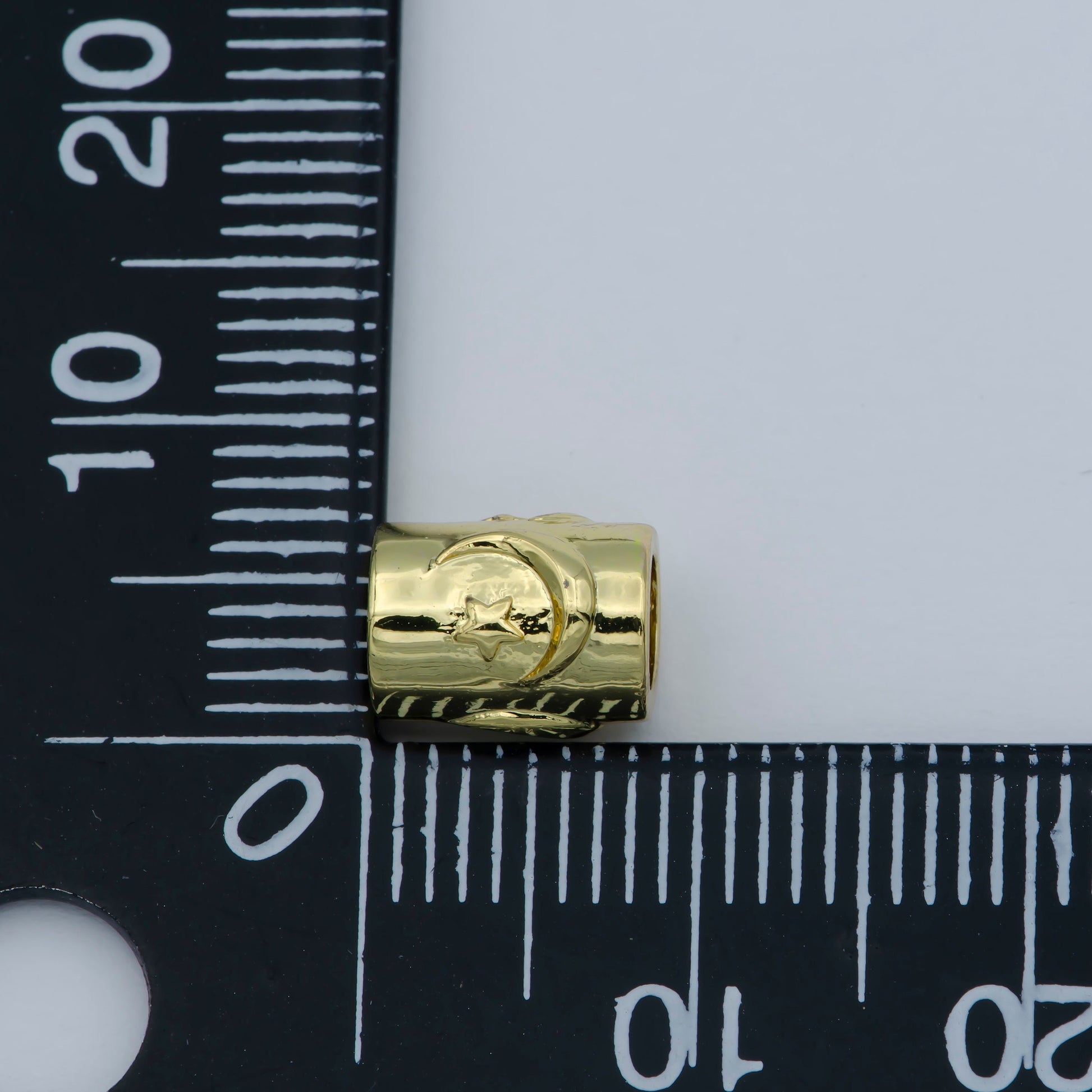 Small Bead 8x7mm Bead CZ Gold Bead Star Moon Beads cylinder Cubic Bead for Bracelet Necklace Supply Large Hole Beads B547