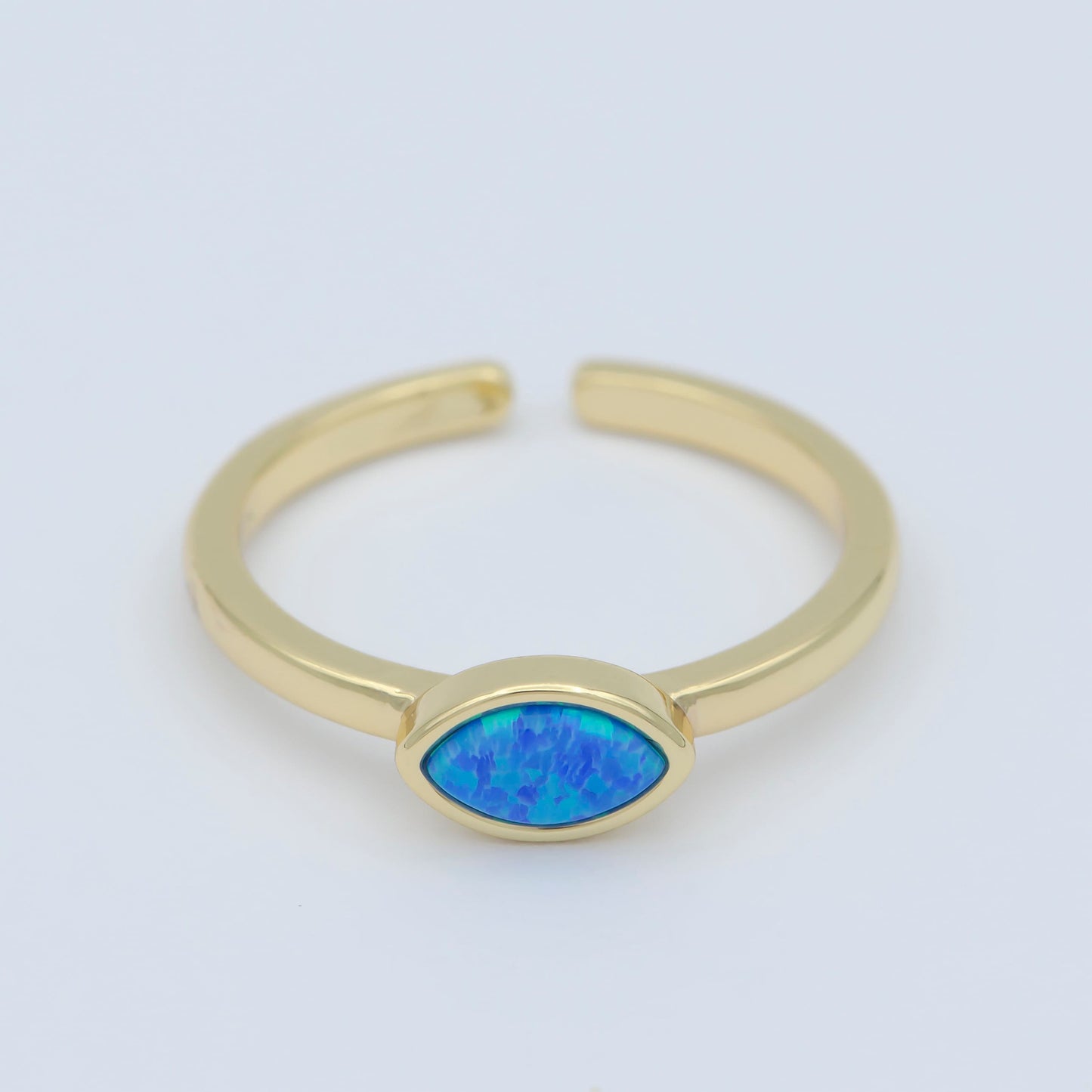 Opal Eye gold ring, Open adjustable Evil eye ring, Dainty gold ring, Delicate ring, Thin gold ring, Simple ring, Minimalist jewelry