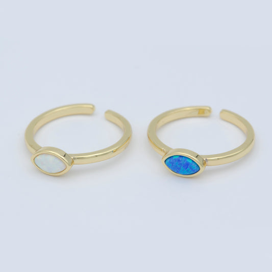 Opal Eye gold ring, Open adjustable Evil eye ring, Dainty gold ring, Delicate ring, Thin gold ring, Simple ring, Minimalist jewelry