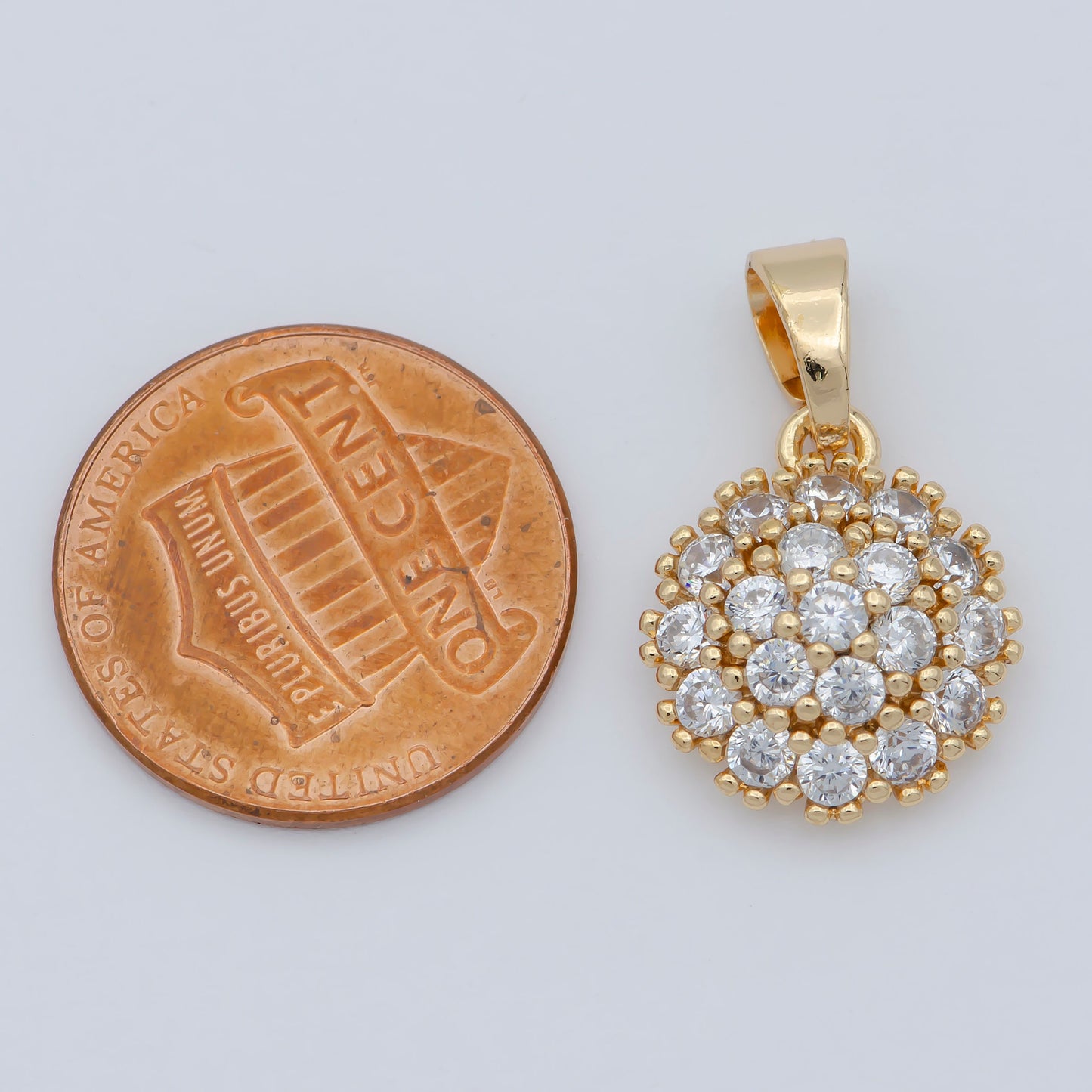 18K Gold Filled Sun CZ paved Charm, Bright Cubic Micro paved Pendant Celestial Jewelry Craft Supply, Sunshine, Sunburst, Nature Lover Gift