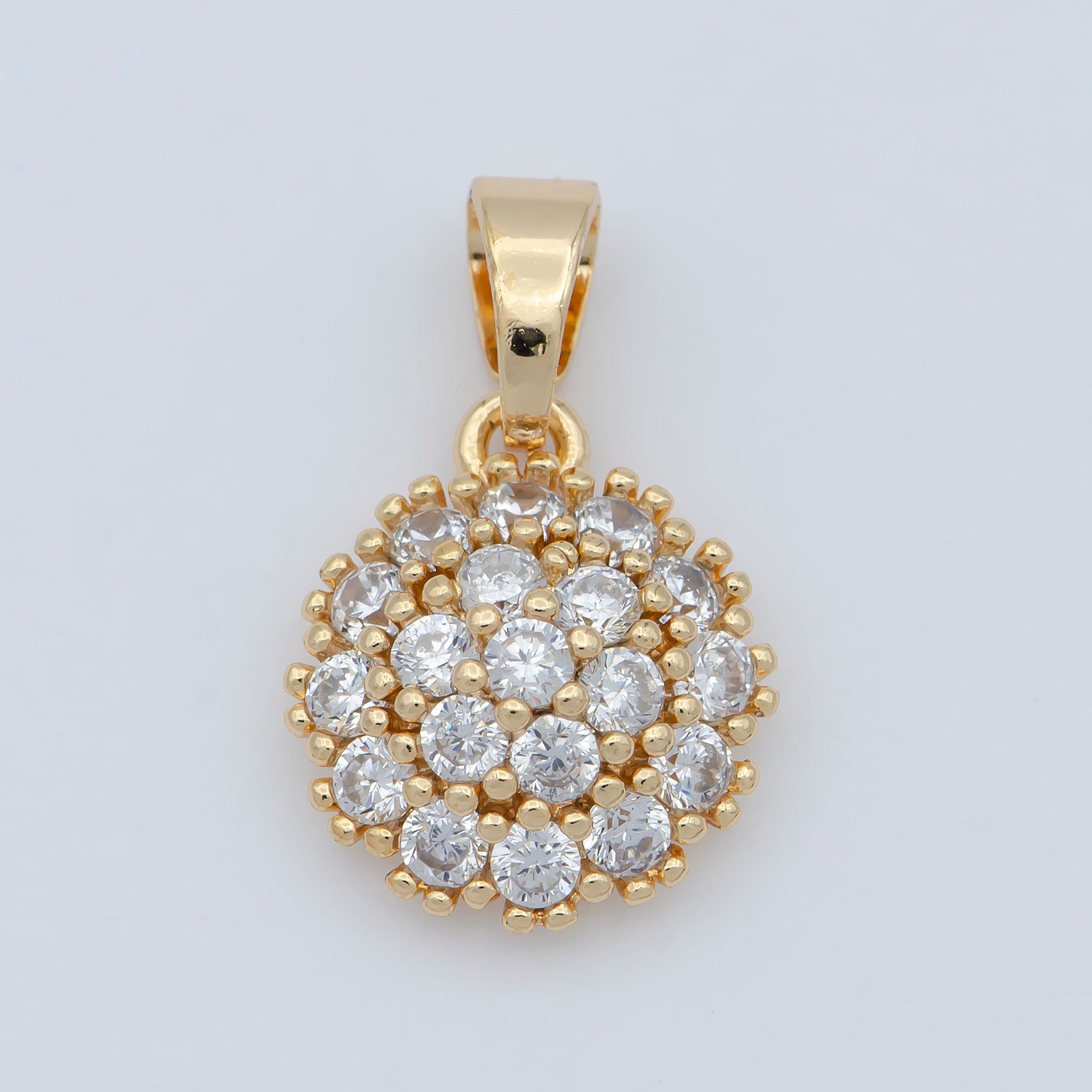 18K Gold Filled Sun CZ paved Charm, Bright Cubic Micro paved Pendant Celestial Jewelry Craft Supply, Sunshine, Sunburst, Nature Lover Gift