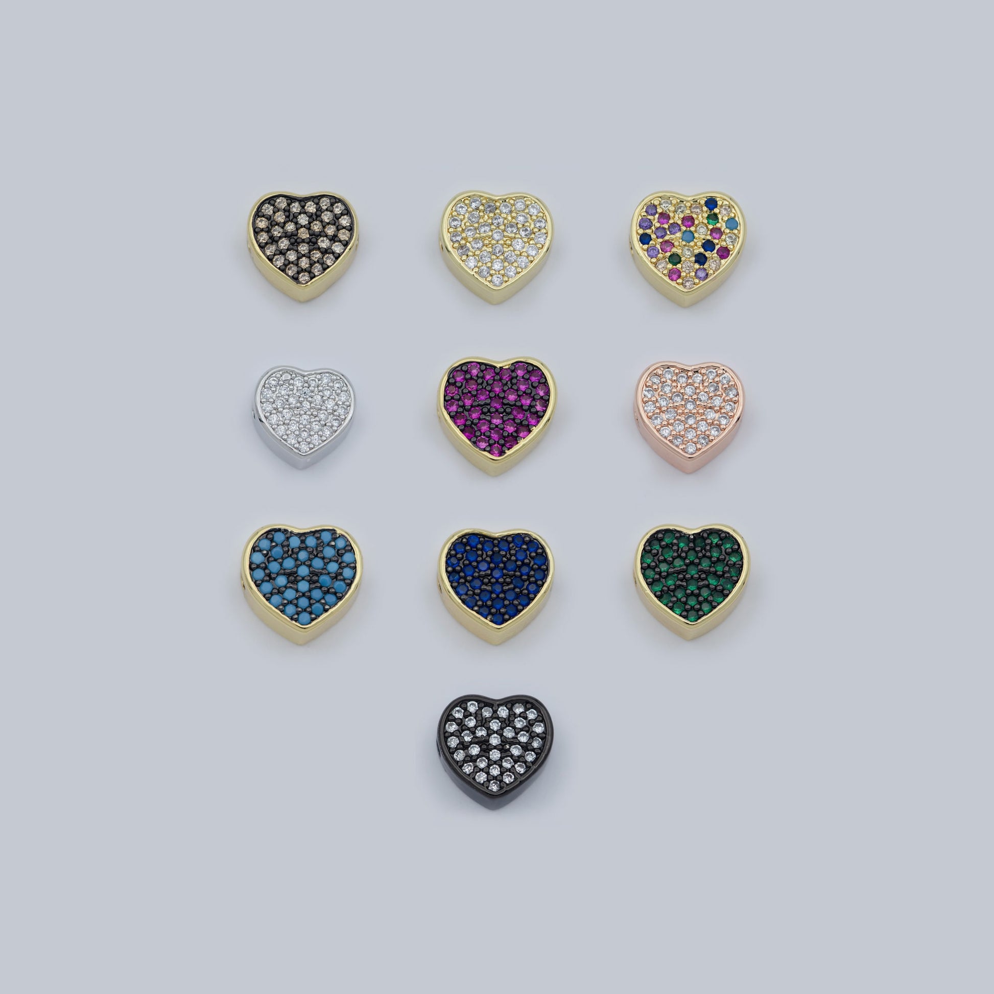 14k Gold Filled Heart Beads, Hearts Spacer Beads, Gold Bracelet Charms Rose Gold Silver Love Jewelry Supplies Component findings 10MM