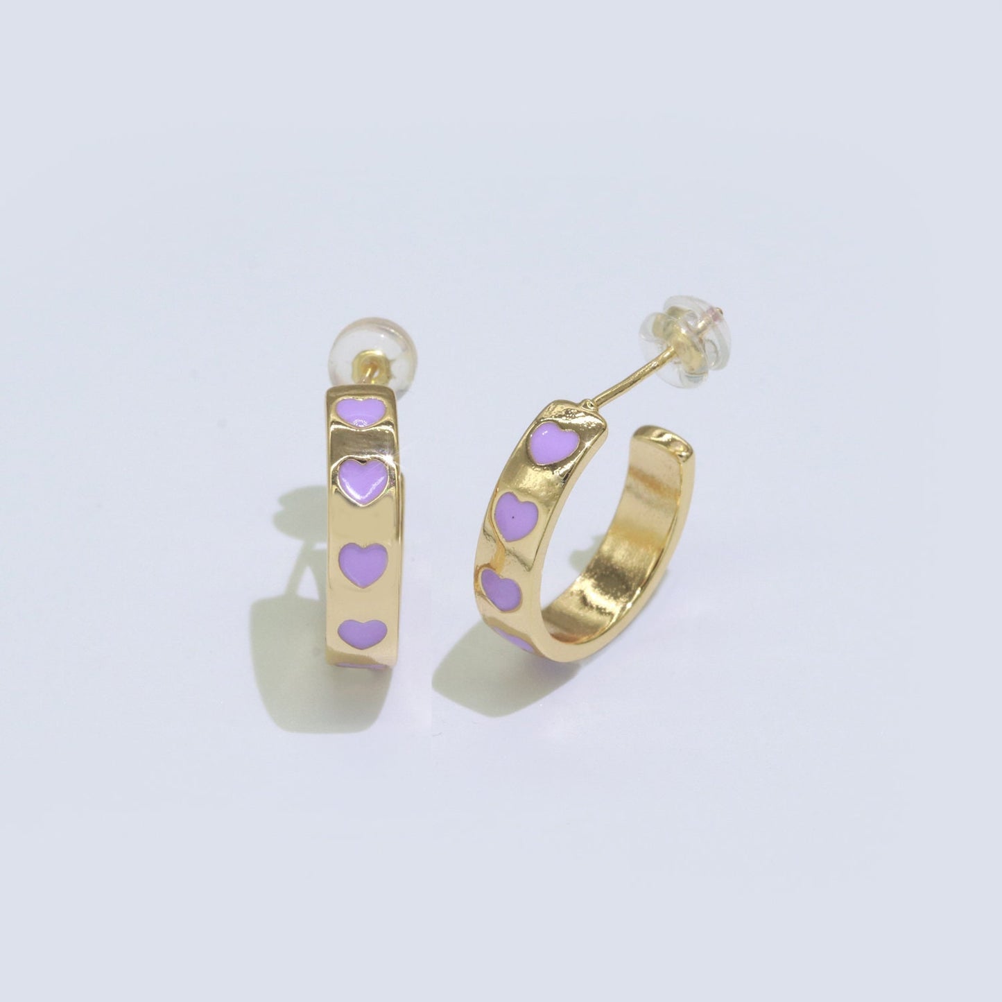 14K Gold Filled Enamel Hoop Earrings, 17.5mm Heart Hoops, Enamel Earrings, Dainty Hoop for Everyday Wear Summer Trend Y2K Jewelry