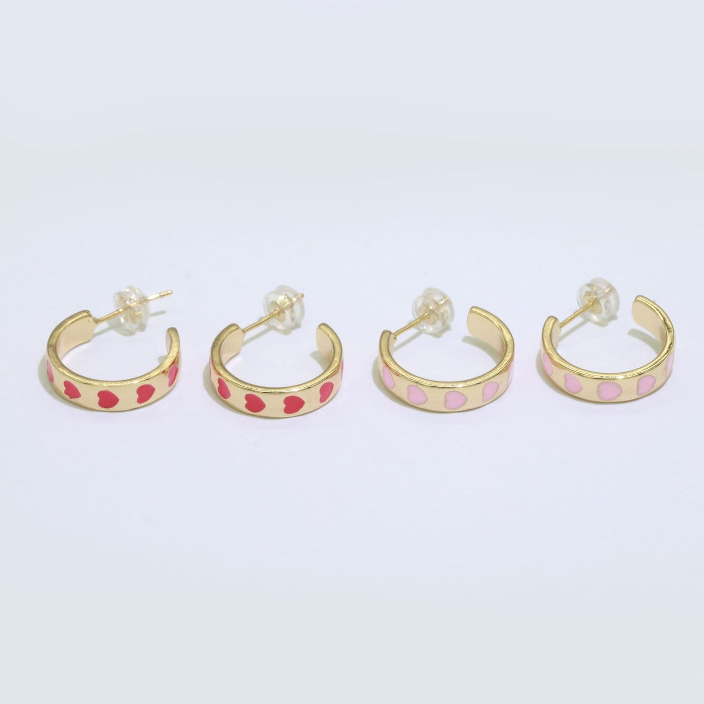 14K Gold Filled Enamel Hoop Earrings, 17.5mm Heart Hoops, Enamel Earrings, Dainty Hoop for Everyday Wear Summer Trend Y2K Jewelry