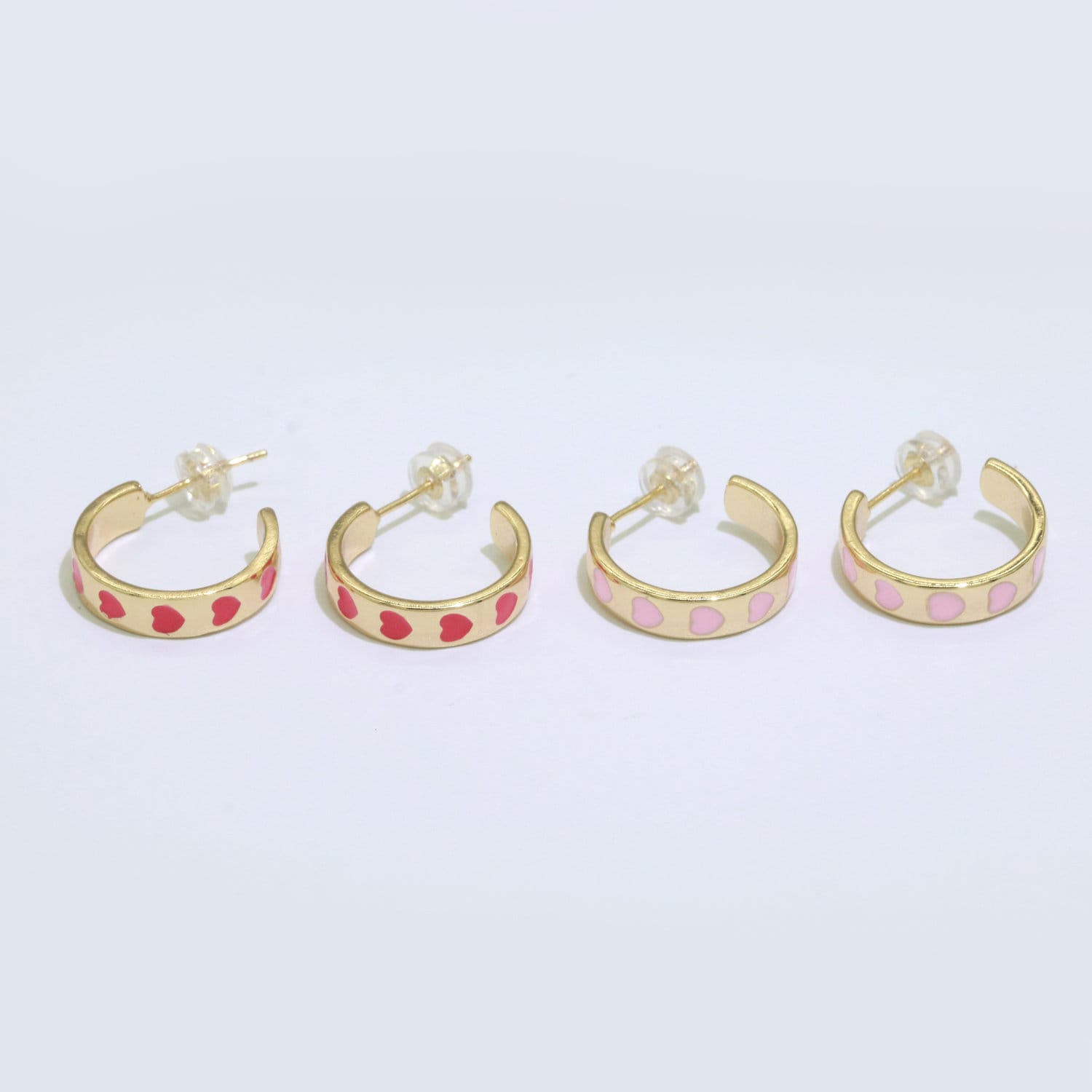 14K Gold Filled Enamel Hoop Earrings, 17.5mm Heart Hoops, Enamel Earrings, Dainty Hoop for Everyday Wear Summer Trend Y2K Jewelry