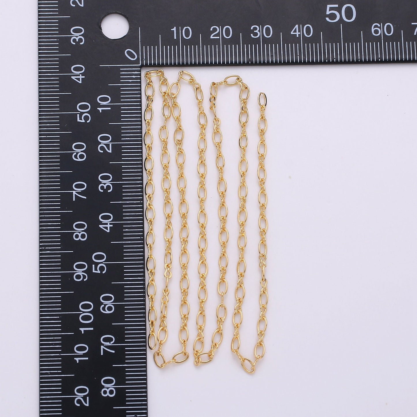 Gold Oval and Figure 8 Chain, Dainty Chain by Yard, Great Quality bulk Chain for Jewelry Supplies, 150