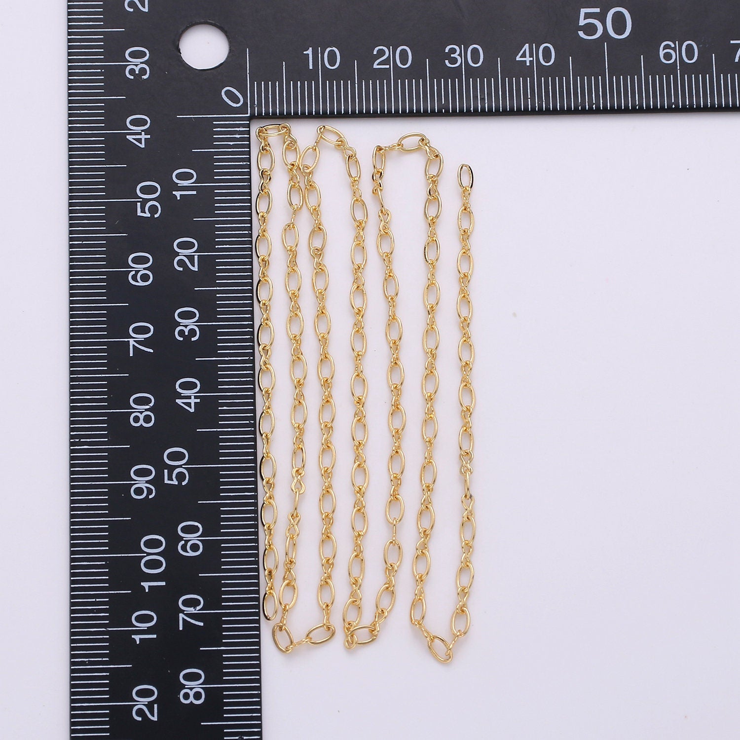 Gold Oval and Figure 8 Chain, Dainty Chain by Yard, Great Quality bulk Chain for Jewelry Supplies, 150