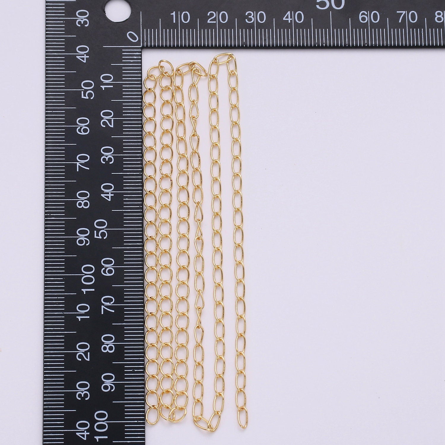 Gold Extender Chain, Oval Slender Chain by Yard, Great Quality bulk Chain for Jewelry Supplies, 131
