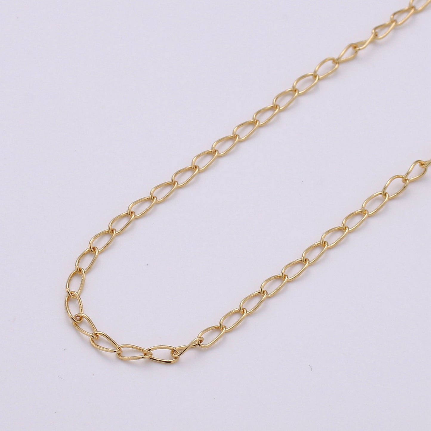 Gold Extender Chain, Oval Slender Chain by Yard, Great Quality bulk Chain for Jewelry Supplies, 131