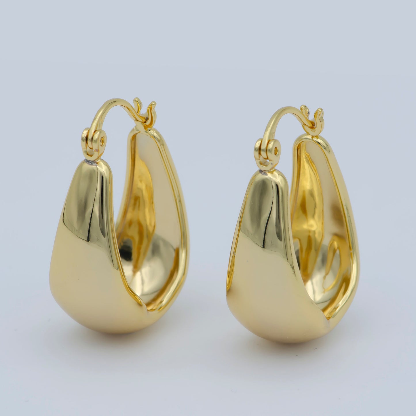 24k Gold Filled Thick Hoops - Gold Thick Hoop Earrings - Chunky Thick Hoops - Light Weight Hoops Dome Earring P264