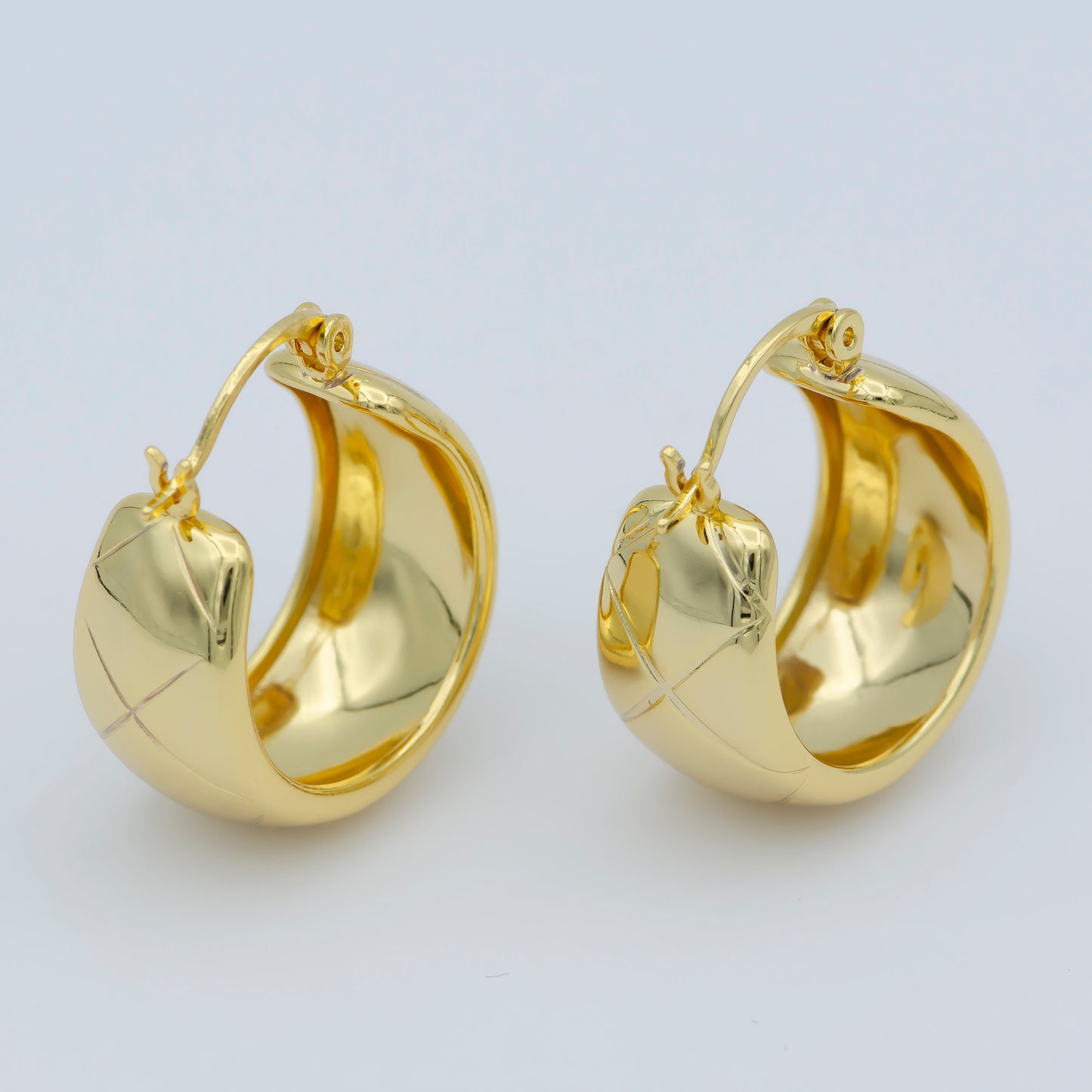 14K Gold Thick Hoops - Gold Thick Hoop Earrings - Chunky Thick Hoops - Light Weight Hoops Dome Earring P088