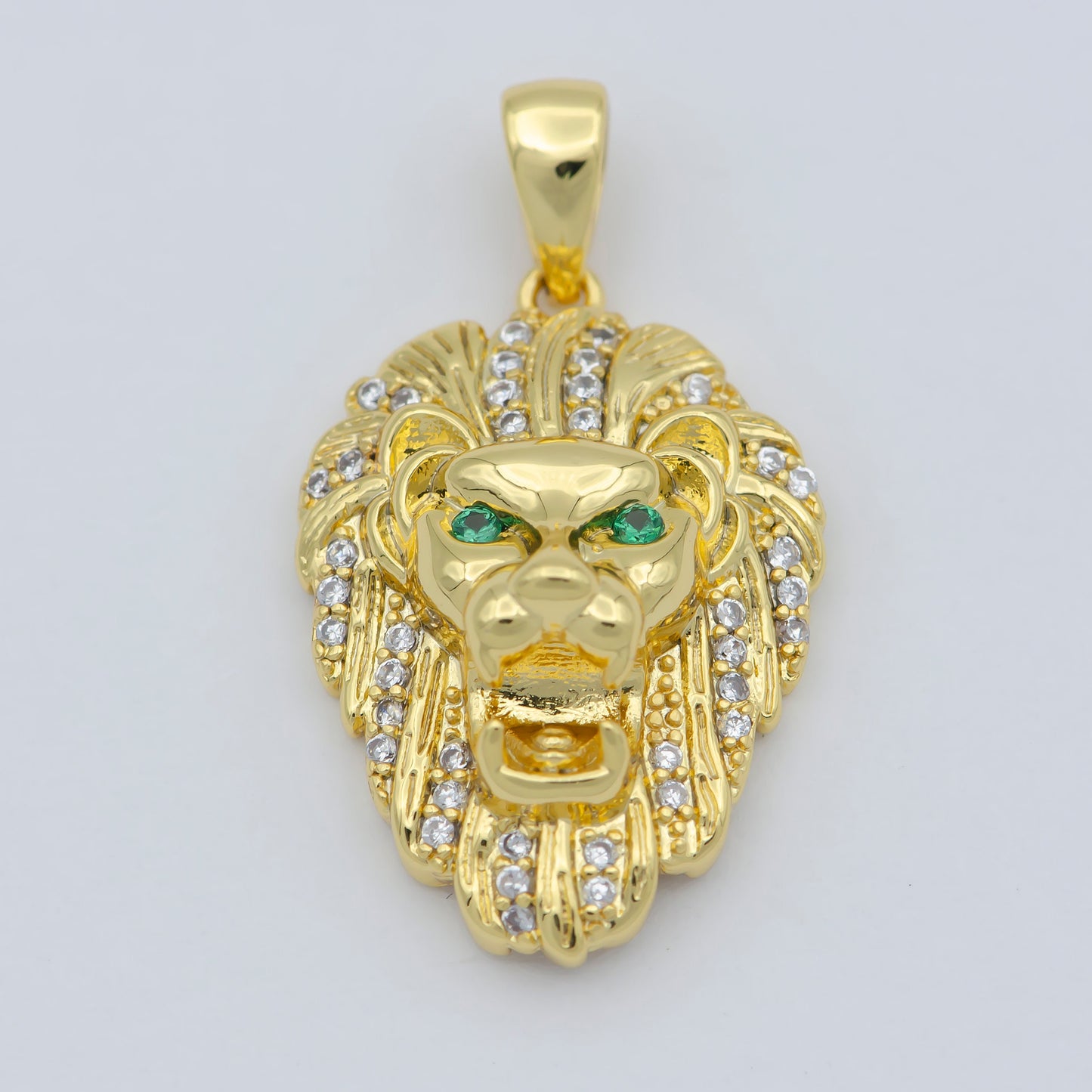 Gold Filled Lion Charm, Animal King Pendant, Roar Tiger Bracelet, Wild Animal Charm for Statement Jewelry Component J-867