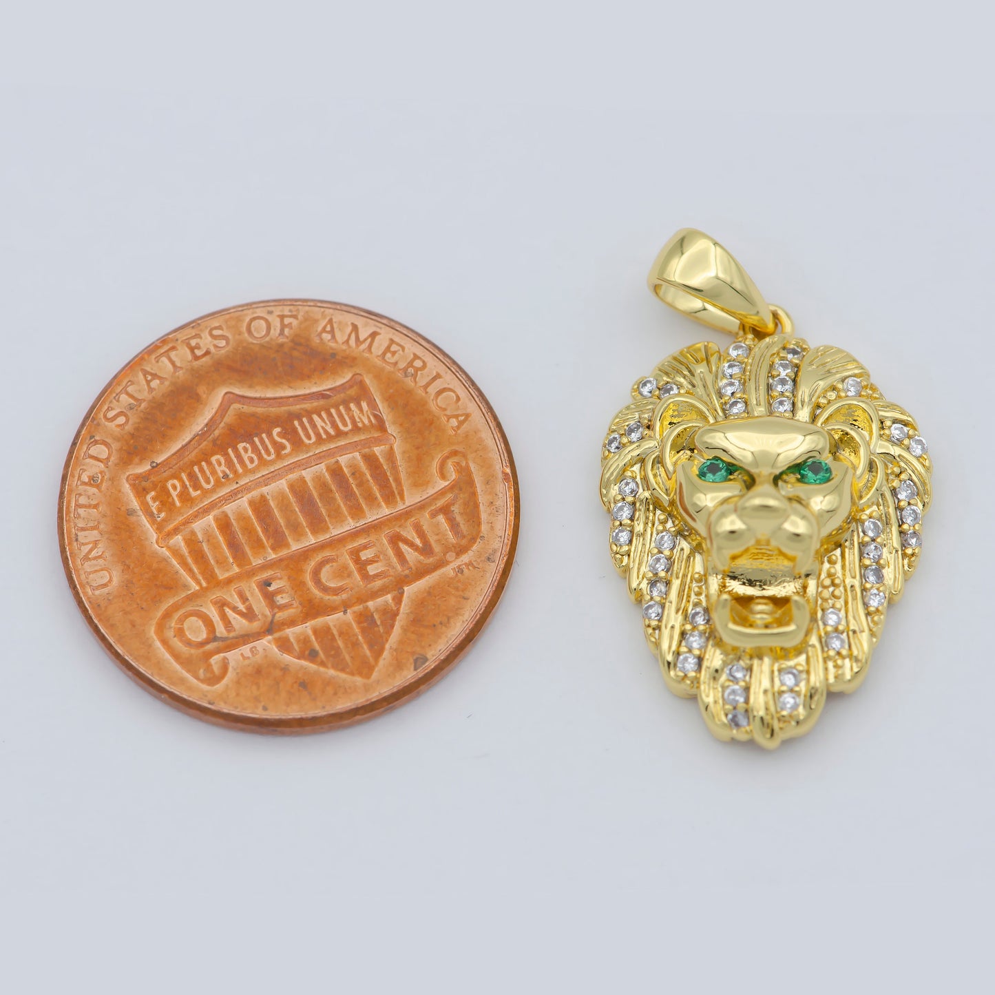Gold Filled Lion Charm, Animal King Pendant, Roar Tiger Bracelet, Wild Animal Charm for Statement Jewelry Component J-867