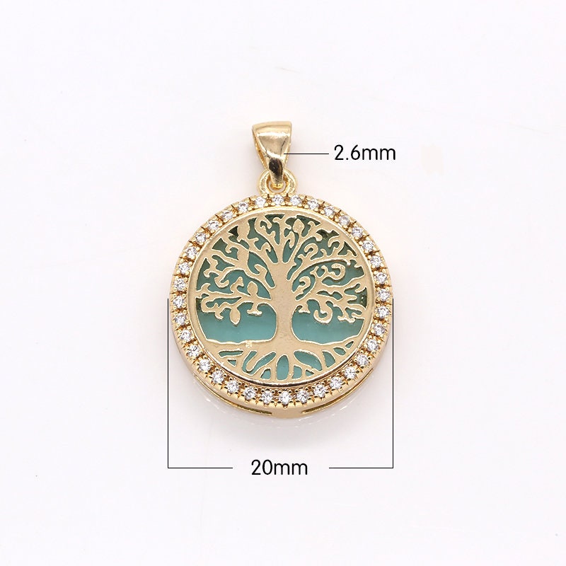 1x Shiny Gold Tree Of LIfe, CZ Bohemian Charms, Filigree Tree Charm Bracelet Necklace Micro Pave Family Boho Jewelry Making, 382