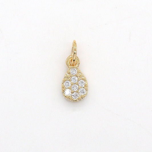 Mini Cubic Tear Drop Cubic Pendant Polished Gold-Plated Pear Charm for Earring Bracelet Necklace Component --322