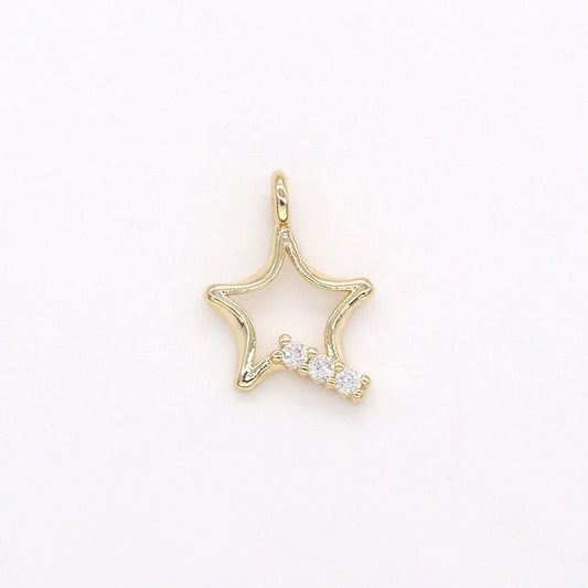 Mini Star Charms, Gold Stardust pendants, Cubic Celestial pendant Polished Gold Plated -318