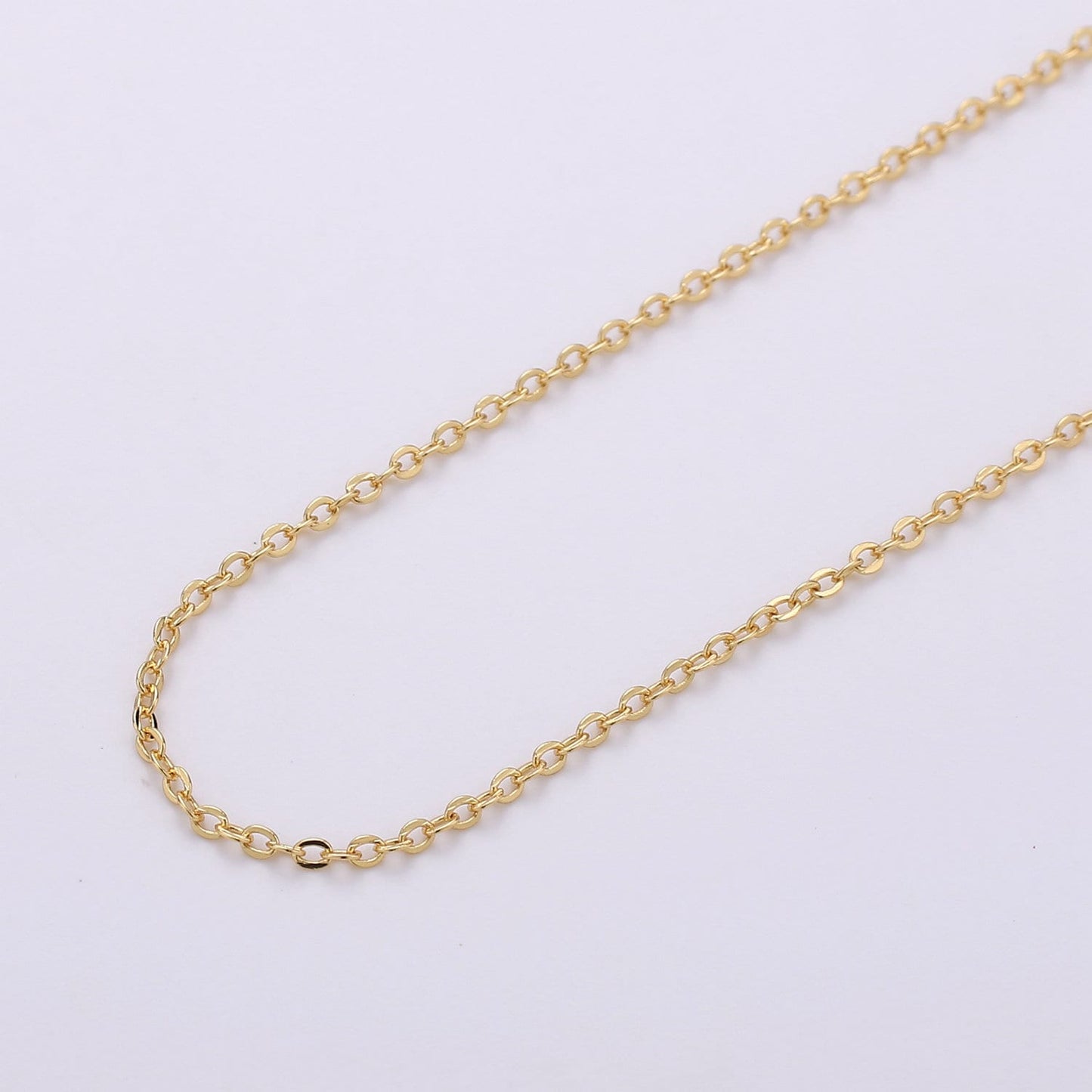 Gold Rolo Cable Chain by Yard, Cable Rolo Chain by Foot, Wholesale bulk Roll Chain for Jewelry, Thickness 1.7mm, 155