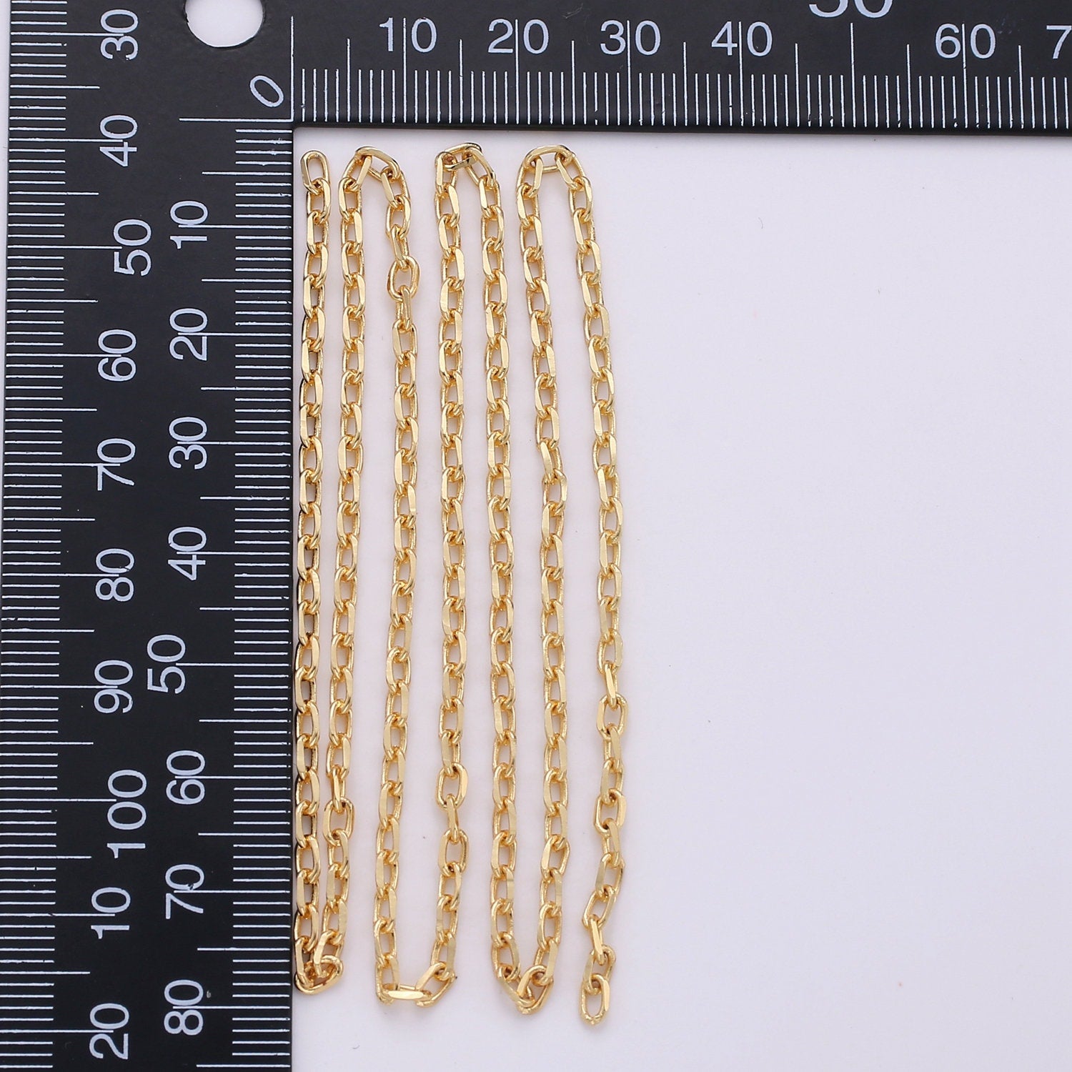 Gold Rolo Cable Chain by Yard, Oval Link Chain, Wholesale bulk Roll Chain for DIY Jewelry , Thickness 2.6 mm,159