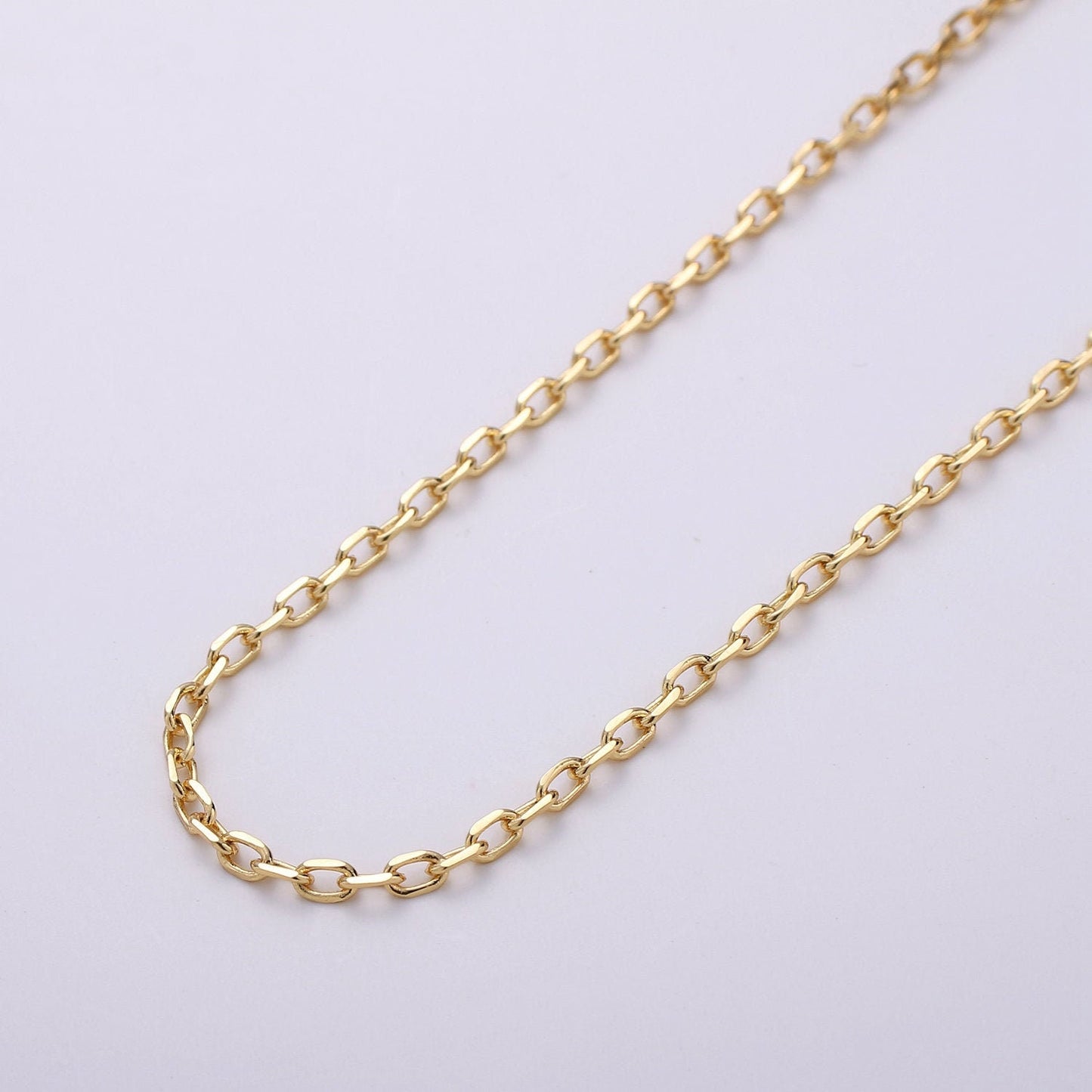 Gold Rolo Cable Chain by Yard, Oval Link Chain, Wholesale bulk Roll Chain for DIY Jewelry , Thickness 2.6 mm,159