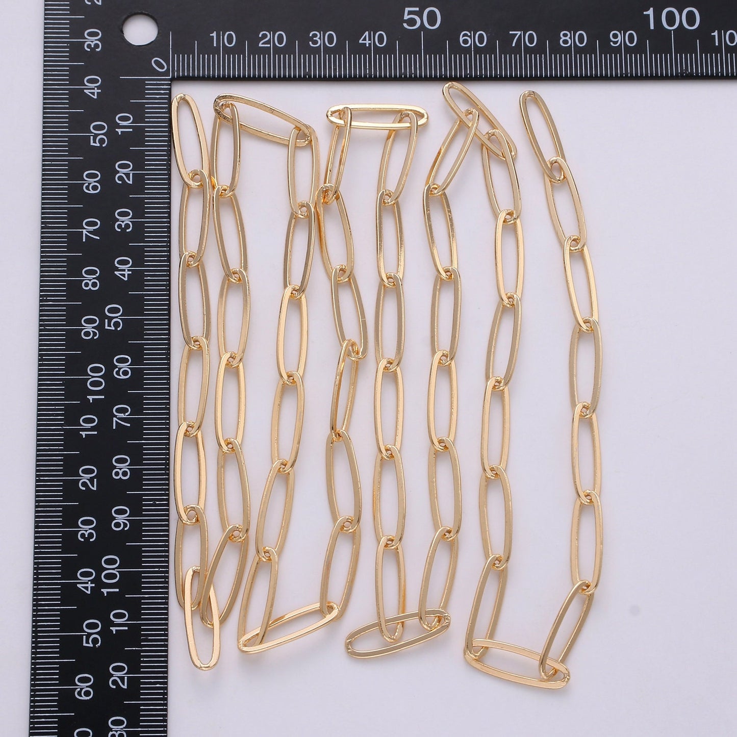 Oval Paperclip Chain Gold by Yard, Oval Link Chain by Foot, Paper Clip Link for DIY Craft, Roll-253
