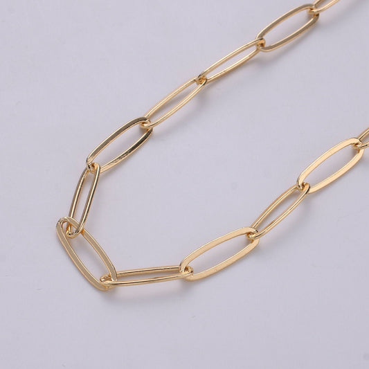 Oval Paperclip Chain Gold by Yard, Oval Link Chain by Foot, Paper Clip Link for DIY Craft, Roll-253