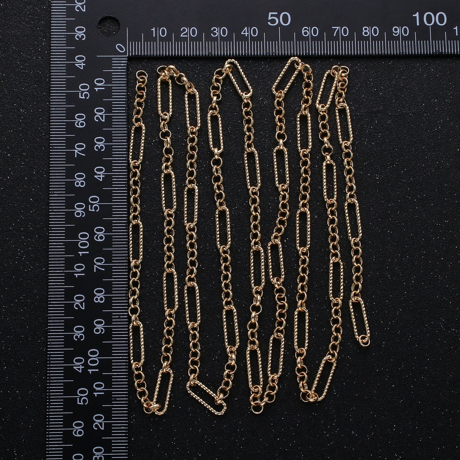 Gold Figure Fancy Twisted Chain by Yard, Gold Elongated RoloChain, Wholesale bulk Roll Chain for Jewelry Making,264