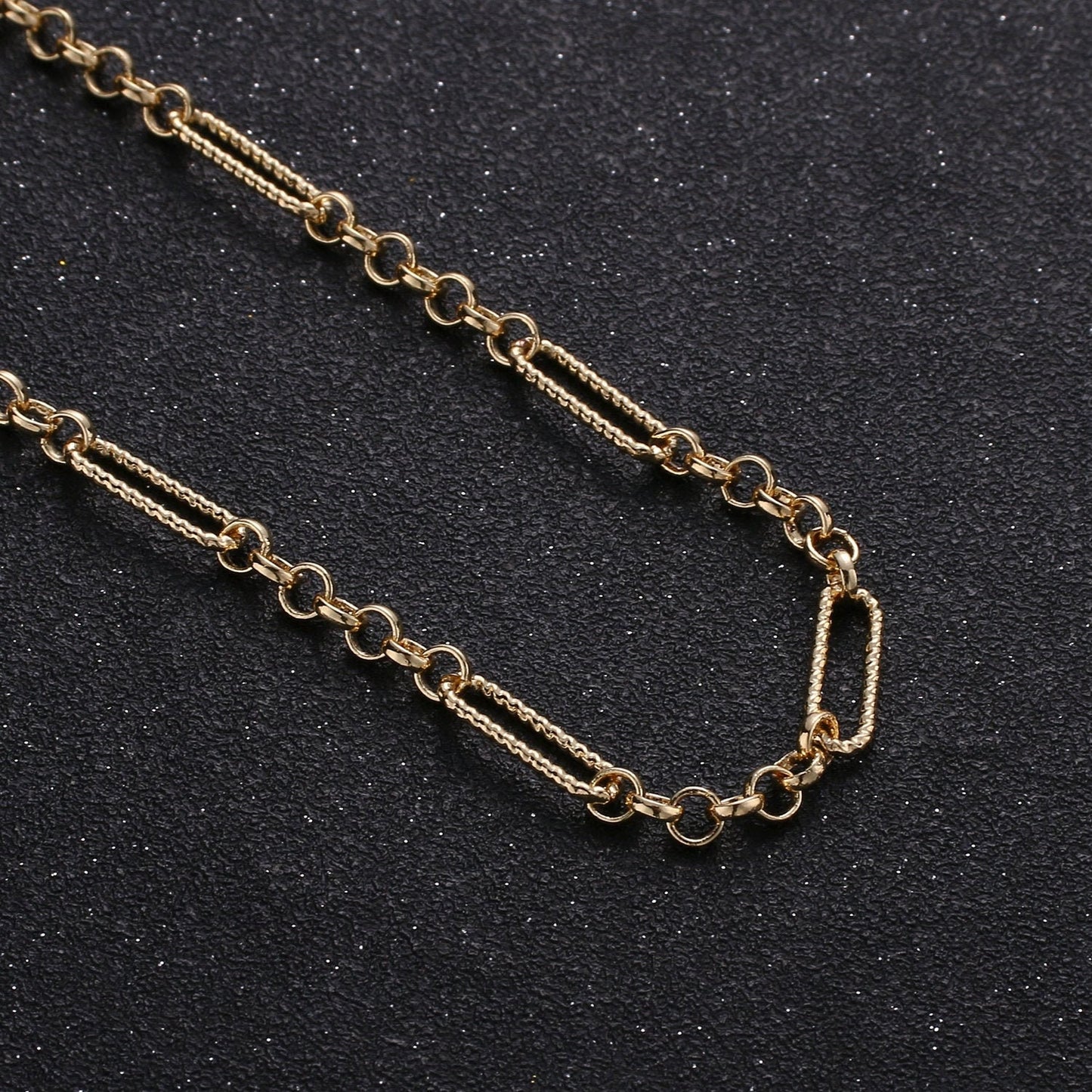 Gold Figure Fancy Twisted Chain by Yard, Gold Elongated RoloChain, Wholesale bulk Roll Chain for Jewelry Making,264