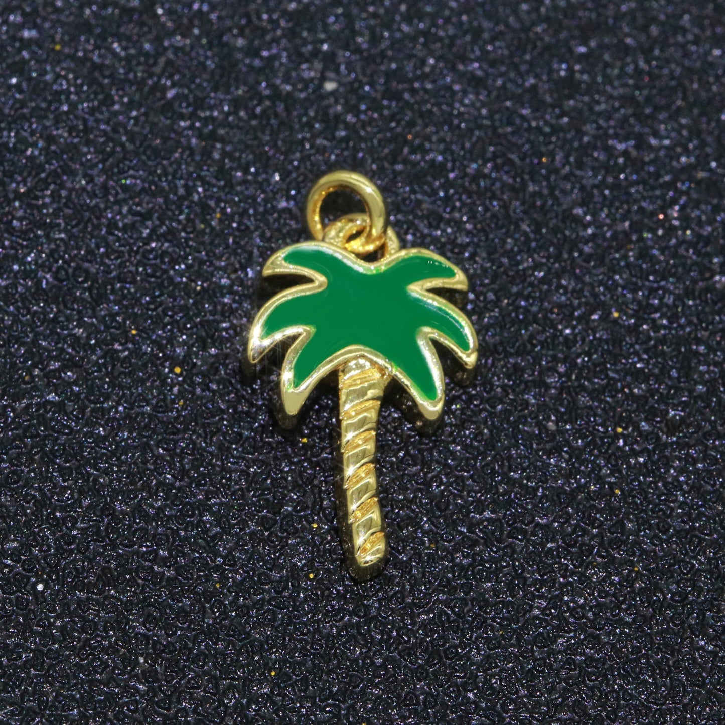 Dainty Palm Tree Charm Green Enamel Tiny Tree Pendant for Bracelet necklace earring Supply M-403