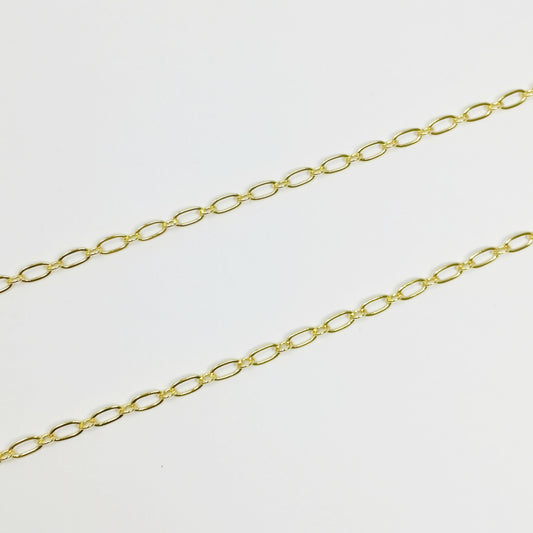 Gold Oval Chain by Yard, O Link Chain, Rolo Wholesale bulk Roll Chain for Bracelet, Necklace, Anklet Jewelry Making, 368