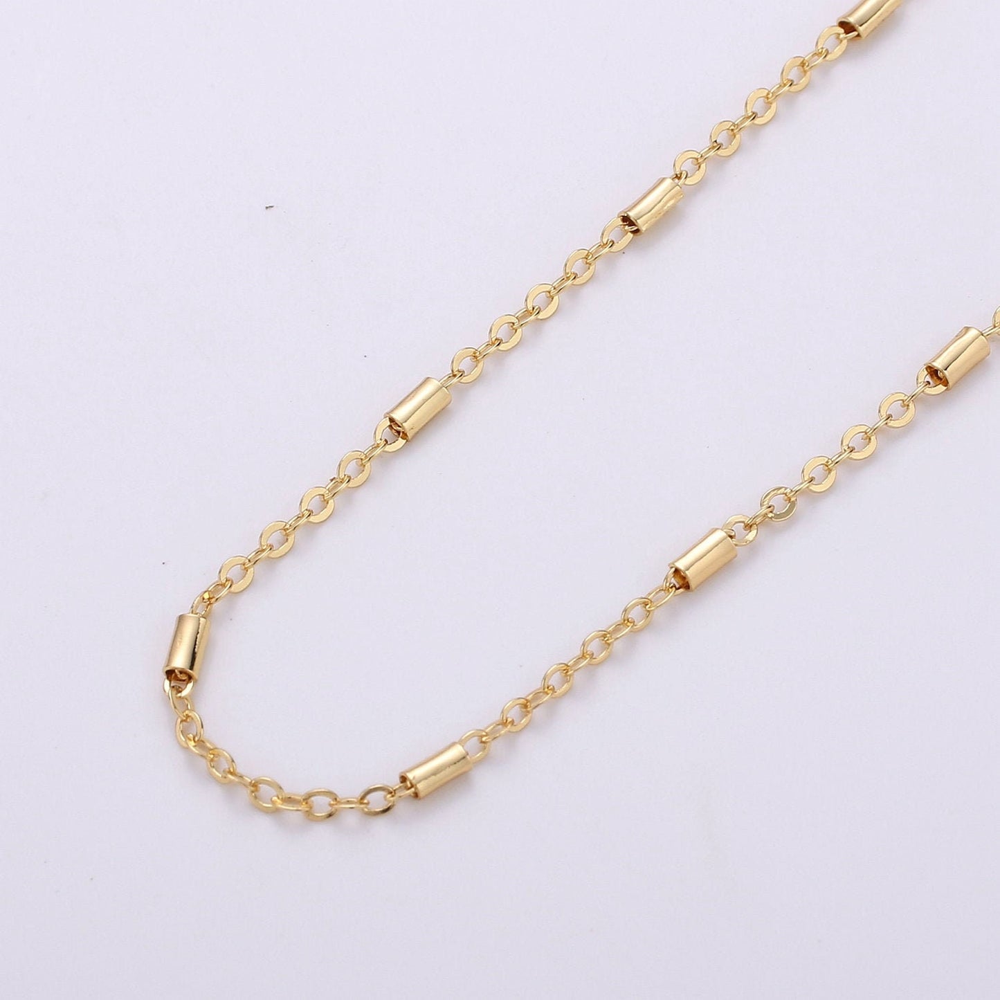 Gold Rolo Cable Sequence Ball Charm Chain by Yard, Rosary Cable Rolo Chain, Wholesale bulk Roll Chain for DIY Jewelry, 153