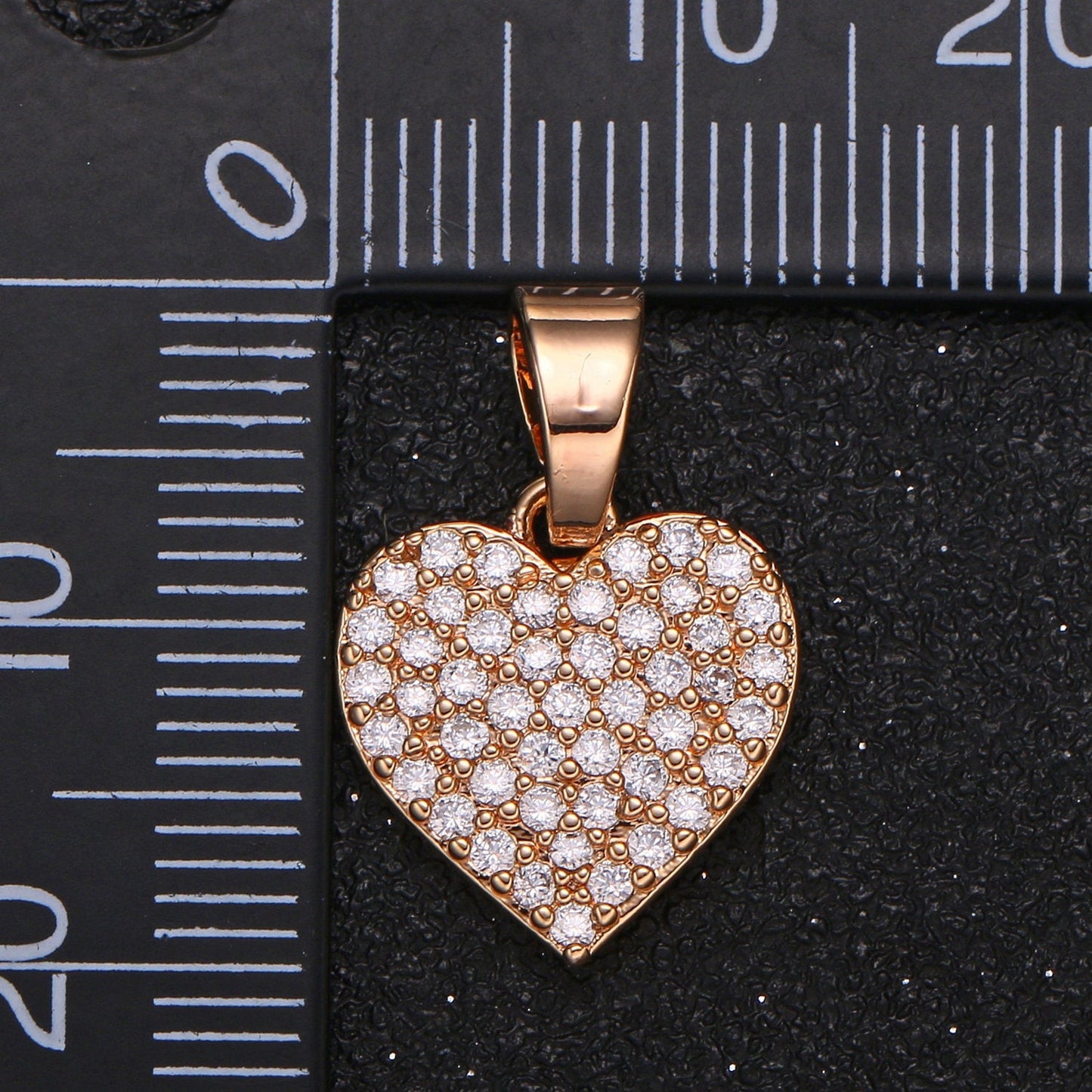 1pc Gold Micro Pave CZ Heart Pendant Charm, Love Micro Pave CZ Pendant Charm, For DIY Jewelry-1046