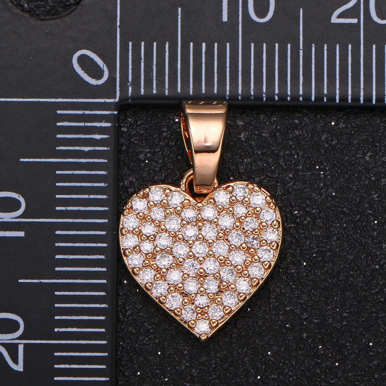 1pc Gold Micro Pave CZ Heart Pendant Charm, Love Micro Pave CZ Pendant Charm, For DIY Jewelry-1046