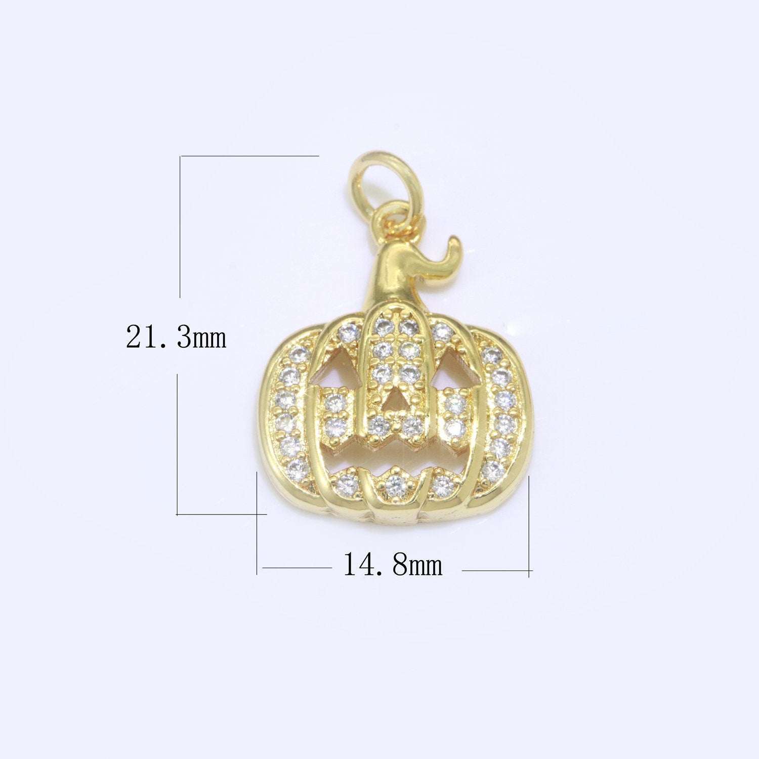 Cubic Gold Filled Jack O Lantern Pumpkin Face CZ Micro Pave Charm Bracelet Necklace Earring Pendant for halloween Jewelry Making, M-550